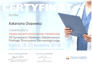 certyfikaty dermatologia i wenerologia katarzyna osipowicz str09