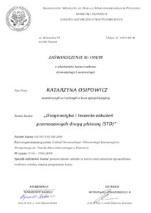 certyfikaty dermatologia i wenerologia katarzyna osipowicz str10