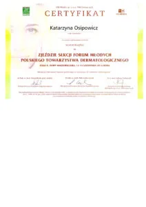 certyfikaty dermatologia katarzyna osipowicz str05