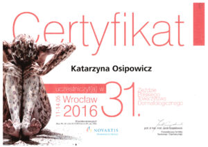 certyfikaty dermatologia katarzyna osipowicz str07