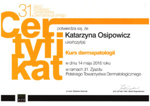 certyfikaty dermatologia katarzyna osipowicz str09