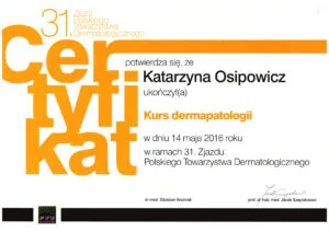 certyfikaty dermatologia katarzyna osipowicz str09
