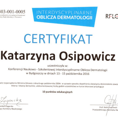 certyfikaty dermatologia katarzyna osipowicz str12 certyfikaty dermatologia katarzyna osipowicz str12