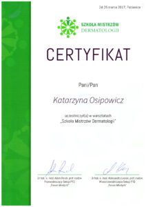 certyfikaty dermatologia katarzyna osipowicz str13