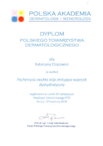 certyfikaty dermatologia katarzyna osipowicz str17