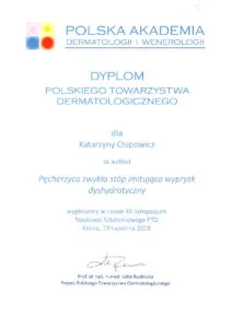 certyfikaty dermatologia katarzyna osipowicz str17