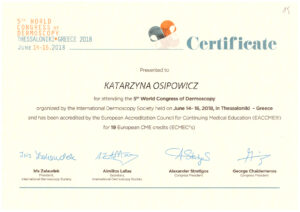 certyfikaty dermatologia katarzyna osipowicz str18
