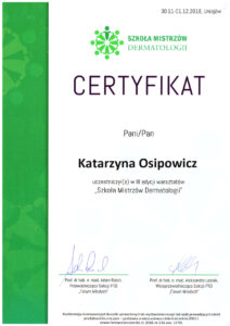 certyfikaty dermatologia katarzyna osipowicz str19
