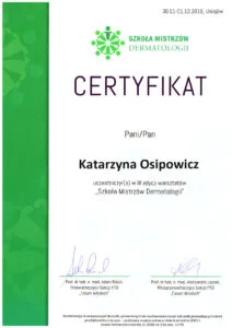 certyfikaty dermatologia katarzyna osipowicz str19