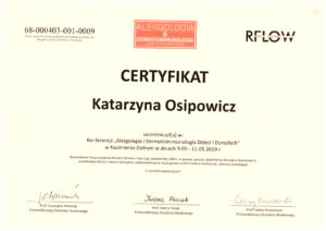certyfikaty dermatologia katarzyna osipowicz str21