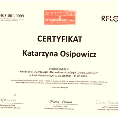 certyfikaty dermatologia katarzyna osipowicz str21 certyfikaty dermatologia katarzyna osipowicz str21