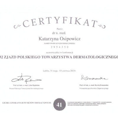 certyfikaty dermatologia katarzyna osipowicz str23 certyfikaty dermatologia katarzyna osipowicz str23