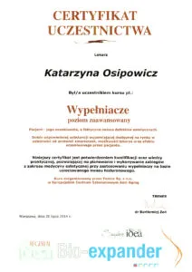 certyfikaty medycyna estetyczna katarzyna osipowicz str12