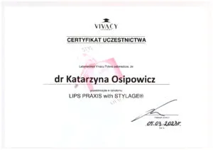 certyfikaty medycyna estetyczna katarzyna osipowicz str27