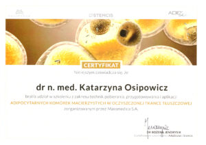 certyfikaty medycyna estetyczna katarzyna osipowicz str33