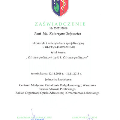 zaswiadczenie ukonczenia kursu i specjalizacji katarzyna osipowicz str07 zaswiadczenie ukonczenia kursu i specjalizacji katarzyna osipowicz str07