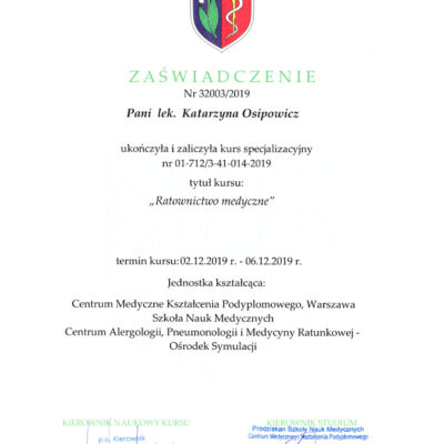 zaswiadczenie ukonczenia kursu i specjalizacji katarzyna osipowicz str10 zaswiadczenie ukonczenia kursu i specjalizacji katarzyna osipowicz str10